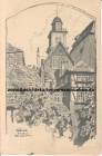 Ansichtskarte: Lauterbach Hessen - Prof. Dr. Otto Ubbelohde Federzeichnung 1920 Universitt Marburg an der Lahn - Gofelden - Kirchturm - Fachwerk - Gustav Mandt 1931 nach Eisenach Thringen Karolinenstr. 28 Kaufold - Vogelbergkreis - Gieen  ...